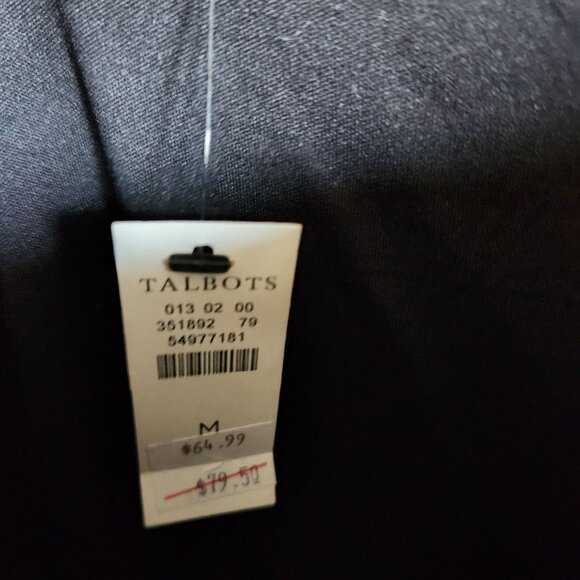 Talbots Shirt Black Medium Women's 3/4 Sleeve Polka Dot Top Blouse Velvet NEW - Picture 7 of 12